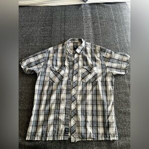 Kuhl Mens Gray Plaid Suncel Hiking Outdoor Short Sleeve Button Down Sz Large